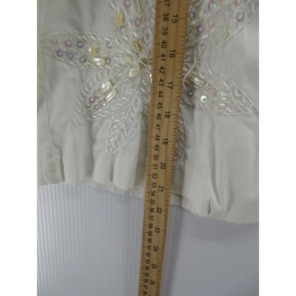 Catherine Stewart Shirt Small Button Up Beaded Floral Career Preppy* - Picture 6 of 13